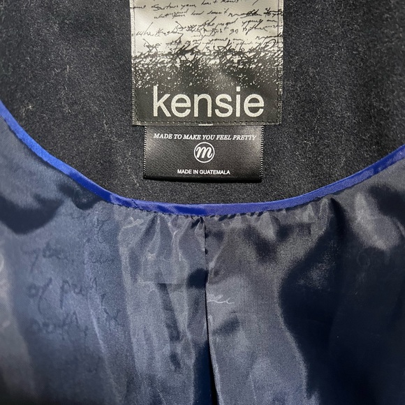 Kensie Navy Tweed Long Wool Blend Pea Coat Sz M - Picture 6 of 8